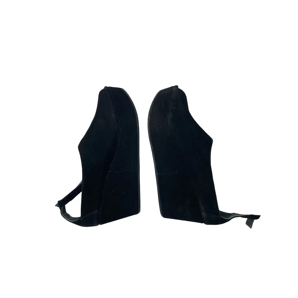 Chocolat Blu Walter suede Ankle Strap Wedge Sandals Size 8 black boho‎ platform